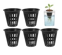 Bemonew Lot de 5 pots hydroponiques en filet de 5,1 cm pour culture hydroponique - Paniers réutilisables en maille en plastique pour le démarrage des semences, le jardinage hydroponique intérieur