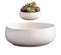 Bemonew Lotus Bowl Pot de fleurs en céramique minimaliste pour intérieur ou extérieur Blanc 16,5 cm