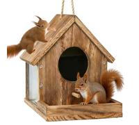 Bemonew Mangeoire à écureuils en bois avec fenêtre de visualisation, facile à assembler pour le jardin et la cour
