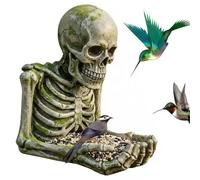 Bemonew Mangeoire à oiseaux à suspendre, motif tête de mort, décoration de jardin avec vis de montage, mangeoires en résine pour l'extérieur pour attirer les oiseaux chanteurs