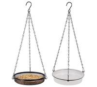 Bemonew Mangeoires à Oiseaux suspendues à l'extérieur, mangeoire Oiseaux et Bain d' en métal 2 en 1, mangeoire Sauvages avec Plateau en Maille et Bol d'eau pour Jardin, Patio ou Cour