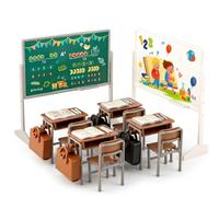 Bemonew Mini Fournitures Scolaires 26 pièces/Ensemble, Accessoires Miniatures pour Maison de poupée, Ensemble de Bureau Classe rétro avec Livres, Sac à Dos pour décoration Maison poupée