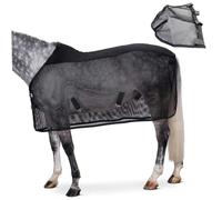 Bemonew Moustiquaire pour chevaux, filet réglable en maille avec cache-nez, respirant, protection contre les insectes pour pâturage et tourbillon - Noir - Taille : 187 cm