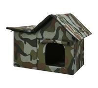 Bemonew Niche extérieure pour Chat abri résistant aux intempéries avec Tapis isolé Pliable et Facile à Monter Camouflage. Idéale pour Les Chats errants et d'extérieur.