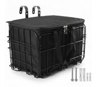 Bemonew Panier avant de vélo avant en métal pliable robuste avec sac intérieur, paniers cargo faciles à monter pour montagne, ville, accessoires électriques