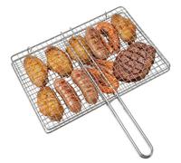 Bemonew Panier de gril à poisson, grille épaisse en acier inoxydable pour gril avec poignée 20 x 30 cm