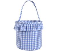 Bemonew Panier de Pâques Jolis paniers de Pâques pour la décoration fête d'enfants Panier Pique-Nique en Tissu Vichy avec poignées pour la Chasse aux œufs Le Rangement Bonbons et Les Cadeaux Bleu