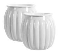 Bemonew Petits pots de fleurs à arrosage automatique - Citrouille blanche - 10,9 x 13 cm - Pots de violet africain pour plantes d'intérieur, plantes grasses, herbes aromatiques
