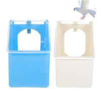 Bemonew Pigeon Supplies Lot de 2 mangeoires à pigeons à suspendre avec couvercle, fournitures pour cage ou poulailler, blanc et bleu