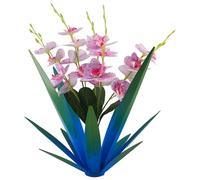 Bemonew Plantes d'agave en métal pour décoration d'extérieur avec orchidées de 35,6 cm - Fleurs rustiques pour extérieur, décoration de cour - Style 1