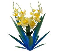 Bemonew Plantes d'agave en métal pour décoration d'extérieur avec orchidées de 35,6 cm - Fleurs rustiques pour extérieur, décoration de cour - Style 2