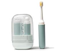 Bemonew Porte-Brosse à Dents avec Couvercle, kit de Voyage Portable avec Brosse à Dents Pliable et récipient de Dentifrice Rechargeable, Conception Anti-Fuite pour l'organisation des Articles Toile