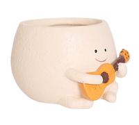 Bemonew Pot de fleurs mignon en forme de visage avec sourire et trou de drainage, décoration d'intérieur en résine pour plantes d'intérieur, jardin, bureau ou faveur