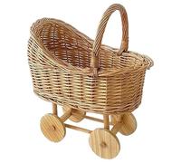 Bemonew Poussette en Osier Style Vintage pour poupée idéale pour la décoration de Baby Shower la Chambre de bébé Les compositions Florales et Le Rangement la Maison.