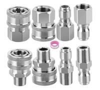 Bemonew Raccords à connexion rapide 3/8 pour nettoyeur haute pression, 8 pièces en acier inoxydable 3/raccords avec ruban PTFE pour une connexion sans effort