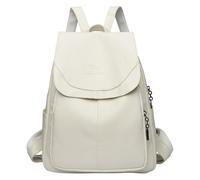 Bemonew Sac à dos tendance pour femme sac à dos en cuir blanc élégant d'école décontracté en cuir PU souple pour les voyages et les activités de plein air.