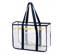 Bemonew Sac de plage transparent en PVC imperméable épais, fourre-tout transparent, étoiles bleu marine, 14, 6 x 6, 3 x 10, 4 cm