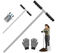 Bemonew Sonde de soltige de sonde soloutil sondage au Sol réglable 48 Pouces avec poignée en T pour la localisation des Services publics souterrains et l'échantillonnage du Sol
