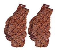 Bemonew Steak 2 pièces en PVC, Jouet de Steak simulé, modèle de Viande bœuf rôti Artificiel pour Restaurants, hôtels, décoration Table Maison 2.8x6 Pouces