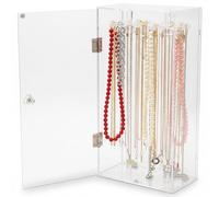 Bemonew Support de Collier, présentoir de Collier en Acrylique 12, 6 Pouces avec Crochets rotatifs et Fermeture magnétique, étui Transparent Anti-poussière pour Bracelets et chaînes
