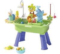 Bemonew Table à Eau électrique pour Enfants, évier de Jeu avec Eau Courante et Pieds de Table Amovibles, évier Jeu éducatif avec Robinet Rotatif à 180 ° pour Enfants, Parc, crèche, Jardin, Vert