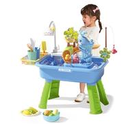Bemonew Table à Eau électrique pour Enfants, évier de Jeu avec Eau Courante, Pieds de Table Amovibles, Robinet Rotatif à 180 °