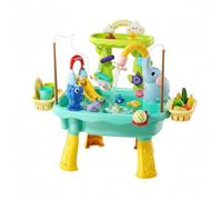 Bemonew Table de Jeu Aquatique, Plateaux à Eau 6 en 1 à 2 Couches pour Enfants avec Fonctions de Circulation, Toboggan et pêche, Bleu