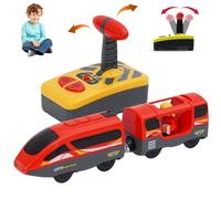 Bemonew Train télécommandé Voiture électrique Jouet Train motorisé pour Piste en Bois opération Simple Ensemble électrique avec lumière et Musique pour Enfants Tout-Petits Halloween, Style 1