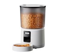 BEMOONY 5L Distributeur Croquettes Chat Automatique, Distributeur Croquettes Chat avec Minuterie Programmable, 1-6 Repas par Jour, avec Appuyez sur le Couvercle et Fonction D'Enregistrement 10s(Blanc)