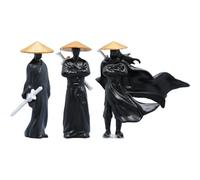 Bemvp Figurines Miniatures, 3 Pièces en Résine, Statue De Jardin Zen Japonais, Petite Figurine De Samouraï, Modèle Kimono pour Aquarium, Bonsaï, Décoration