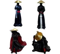 Bemvp Figurines Miniatures De Guerriers Chinois Anciens (4ocs) pour Bonsaï Décoration De Micro-paysages. Figurines Détaillées en Résine pour Bureau.