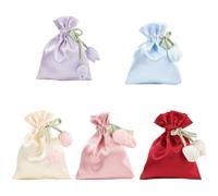 Bemvp Lot De 5 Sachets À Bonbons Classiques en Satin, Style Tulipe, avec Cordon De Serrage, Parfaits pour Les Bijoux, Les Mariages, Les Fêtes Noël. Idées Cadeaux pour Toutes Spéciales.