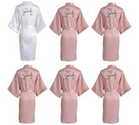 Bemvp Peignoirs De Luxe en Satin pour Cortège Nuptial, Ensemble De 6 Kimonos Effet Soie Assortis pour Mariée Les Demoiselles d'honneur. Tenues Élégantes pour Les Préparatifs du Matin du Mariage.