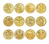 Bemvp Pièces De Monnaie Commémoratives 12pcs Twelve Constellations Zodiac Coin Plaqué Or Pièces De Monnaie Commémoratives pour Collection d'art Cadeau Physique