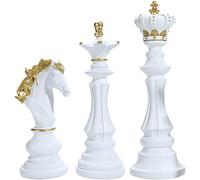 Bemvp Statue D'échecs Navaris, 3 Pièces, Sculpture Créative D'échecs, Figurine De Cheval De Guerre, Roi Reine, Ornement pour Maison, Le Bureau, Décoration D'étude
