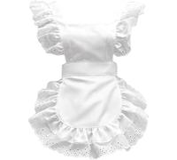 Bemvp Tablier Style Lolita, Tablier De Soubrette Vintage À Volants, Tablier De Travail Uni, Tablier Dos À Taille, Idéal pour Cuisine, Préparation du Café Le Jardinage
