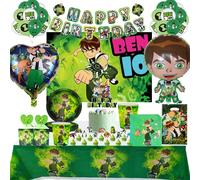 Ben 10 décoration de fête d'anniversaire ensemble de vaisselle jetable tasse assiette nappe toile de fond ballon bébé douche garçons fournitures de fête BPXQ-75PCS