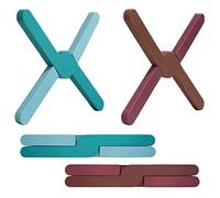 Ben & Bel Lot de 2 Dessous-de-Plat élégants en Forme de X en Silicone, antidérapants, résistants à la Chaleur, pour poêles, Plats, Assiettes, casseroles, Vert + Marron