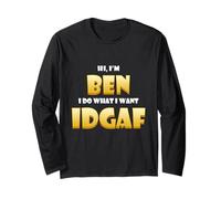 Ben Costume IDGAF Cute Personalized First Name Benjamin Bens Manche Longue
