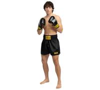 Ben Lee Short de Boxe thaï Rocky Marciano S Noir | Short de sport à coupe régulière avec taille extra élastique, léger, confortable et sûr - Idéal pour l'entraînement et la