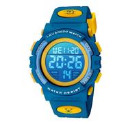 BEN NEVIS Montre Enfant Garçon Adolescent Digitale Outdoor Sport Multifonction Étanche LED Lumière Alarme Calendrier Date avec Bande de Silicone (25-NavyYellow)