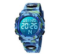 BEN NEVIS Montre Enfant Garçon Adolescent Digitale Outdoor Sport Multifonction Étanche LED Lumière Alarme Calendrier Date avec Bande de Silicone Camouflage Bleu