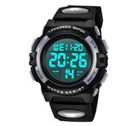 BEN NEVIS Montre Enfant Garçon Adolescent Digitale Outdoor Sport Multifonction Étanche LED Lumière Alarme Calendrier Date avec Bande de Silicone (09-BlackGrey)