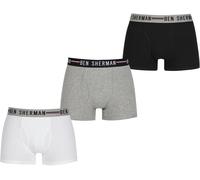Ben Sherman 3 Pack Mens Trunk Chase Noir/Blanc/Gris Petit Male