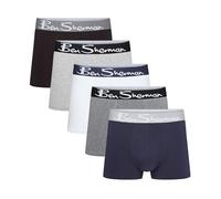 Ben Sherman Boxers pour Homme dans Les Coloris Noir/Blanc/Anthracite/Bleu Marine/Gris, en Coton Doux au Toucher avec Taille élastique | sous-vêtements Confortables et Respirants - Lot de 5