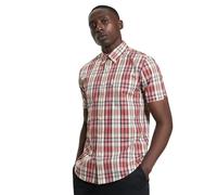 Ben Sherman Chemise à carreaux irréguliers pour homme, manches courtes, col boutonné, coupe mod, cerise, XL