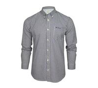 Ben Sherman Chemise Oxford à col boutonné pour Hommes avec Manches Longues (Gingham Check - Dark Blue) XXL