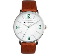 Ben Sherman Men's Leather Strap Analogue Quartz Watch Argent/ Marron Taille unique Male