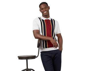 Ben Sherman Polo en Maille Mod à Rayures pour Homme - Manches Courtes