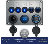 Ben Tourists-Prise De Chargeur Usb Qc3.0,Voltm¿Tre Led,Interrupteur Interdit,Panneau Multi-Canonique Pour Montres,Yacht,Voiture,Bateau,Camion,V¿Hicules,Camionnette - Type White